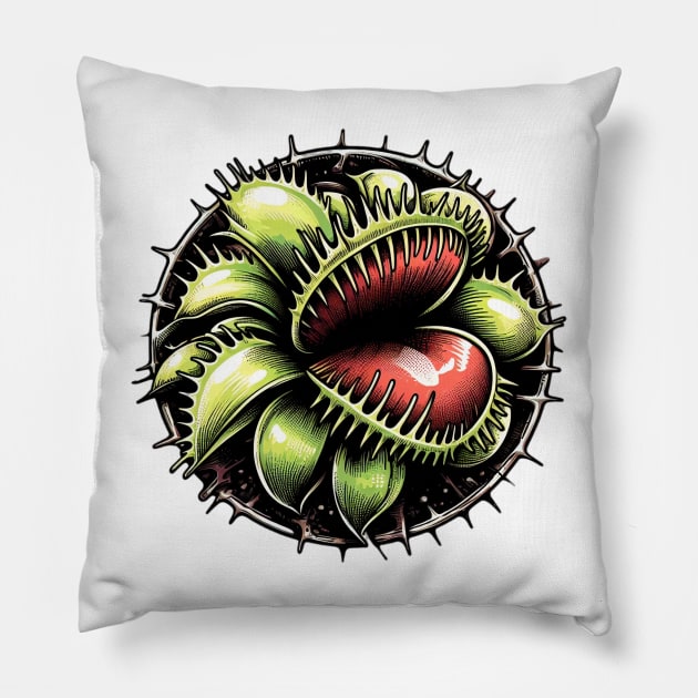 Venus Fly Trap Plant Lover Men Carnivorous Plant Garden Pillow by Venus Fly Trap Shirts