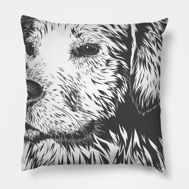 Dog Puppy Vintage Illustration hunting dog Pillow by AltrusianGrace