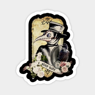 Plague Doctor Say "stay safe" halfatone style Magnet