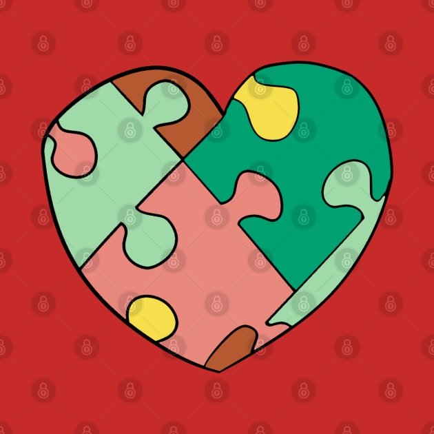 Spring Shades Jigsaw Heart by VazMas Design