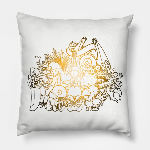 Kupò's Fantasy Literature Club no text GOLD Pillow by KinkajouDesign