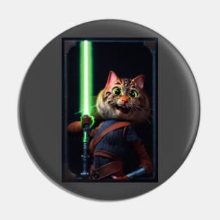 Fun Cat Print ~ AI Art ~ Fantasy Cat ~ Sci-fi Cat ~ Cats with Lightsabers Pin