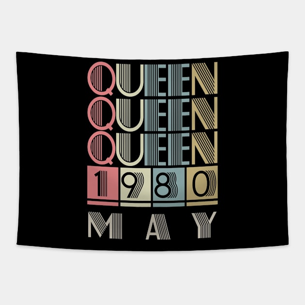 1980 - Queen May Retro Vintage Birthday Tapestry by ReneeCummings