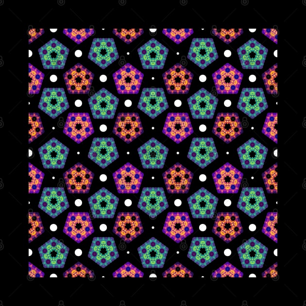 Abstract Pentagon Geometric Pattern | Red Yellow Green Red Purple Blue Black by aRtVerse