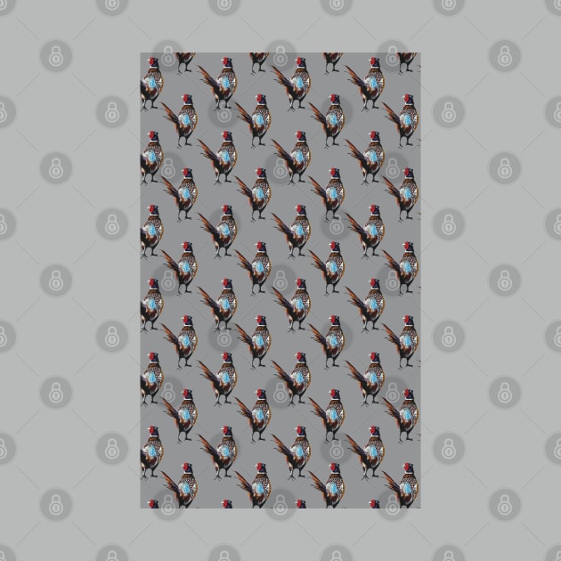 Pheasant pattern on grey background by IslesArt