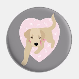 Pink Heart Golden Retriever Puppy Pin