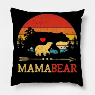 Mama Bear Tshirt Funny Vintage Sunset Shirt Gift Pillow