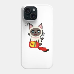 Cute Siamese cat Spills Hot Sauce Tabasco Phone Case