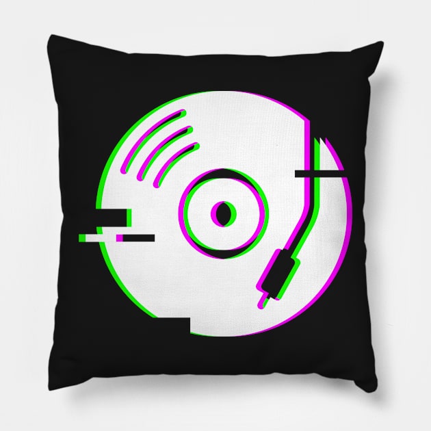 Glitch Vinyl Record Turntable Pillow by MeatMan