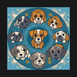 Mandala of adorable ten puppy dogs T-Shirt