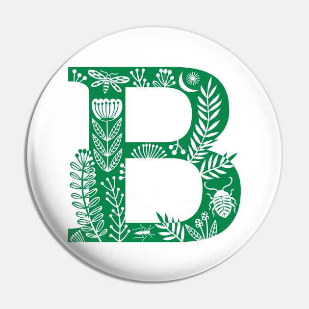 Letter B bright green Pin by Maggiemagoo Designs