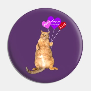 FOR DARK BACKGROUND: Valentine's Day Balloon Cat Pin