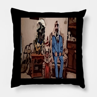 watercolor man with clown and zombie Pillow