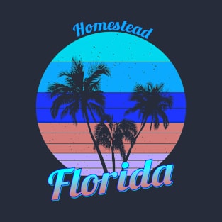 Homestead Florida Retro Tropical Palm Trees Vacation T-Shirt