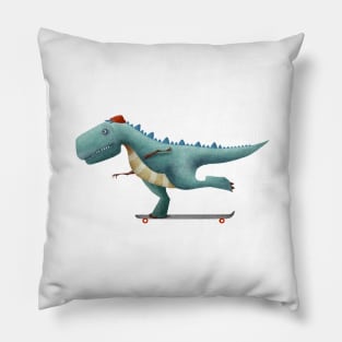 Dinosaur on a skateboard Pillow