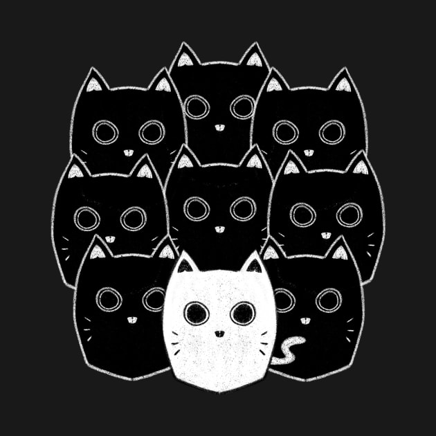 White cat black cat cat gang power cute pet animal shirt sticker by nanaminhae