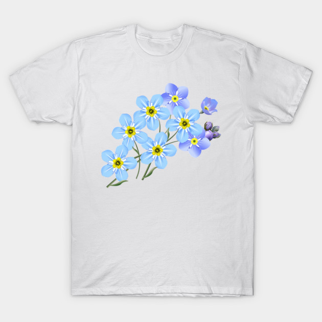 Beautiful Blue Flowers Flowers Drawing T Shirt Teepublic