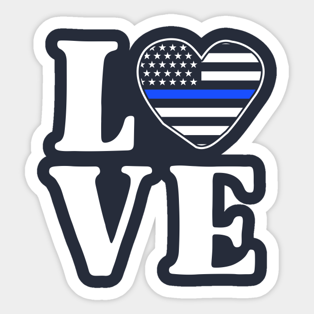 I Love My Police Officer Proud Police Family Thin Blue Line Police Sticker Teepublic Au