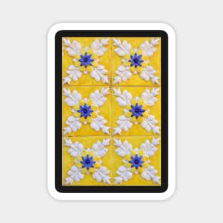 Portuguese azulejos. Yellow, white and blue tiles, Coimbra, Portugal Magnet