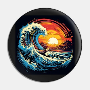 Sunset Surf Ballet: Dancing with Massive Waves Pin