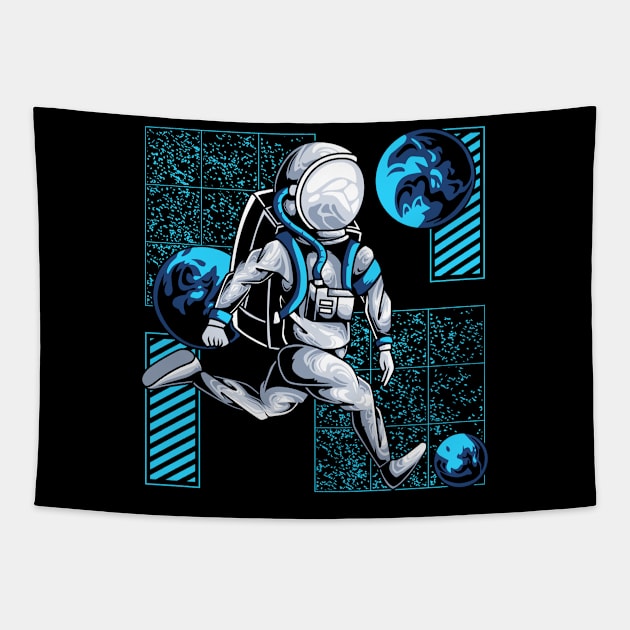 ASTRONAUT FOOTBALL Tapestry by Ihsanmtsm Illustration