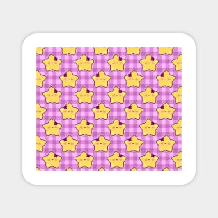 Flower Star Gingham Pattern Magnet