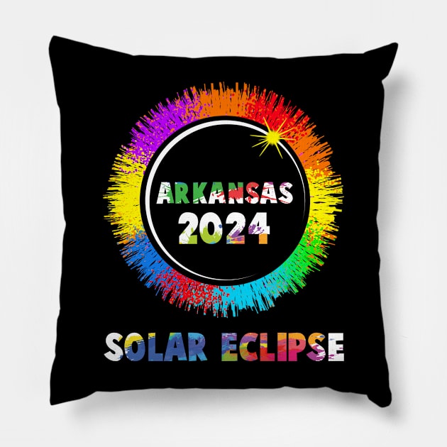 Total Solar Eclipse Arkansas 2024 Colorful Totality Pillow by inksplashcreations