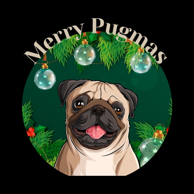 Merry Pugmas Christmas Pug Dog by Seasonal Dogs