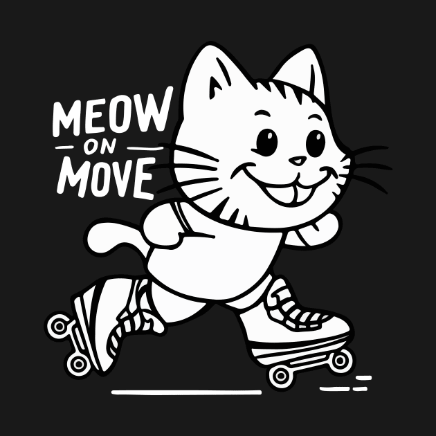 Cute Cat Rollerblading Summer Gift by GrafiqueDynasty