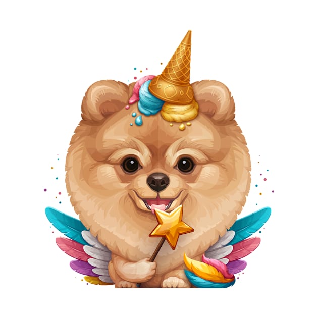 Orange Pomeranian Ice Cream Unicorn by stonemask