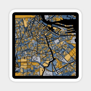 Amsterdam Map Pattern in Blue & Gold Magnet