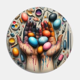 Hands with Easter egg Pin