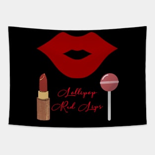 Lollipop red lips. Girly lipstick makeup candy Tapestry