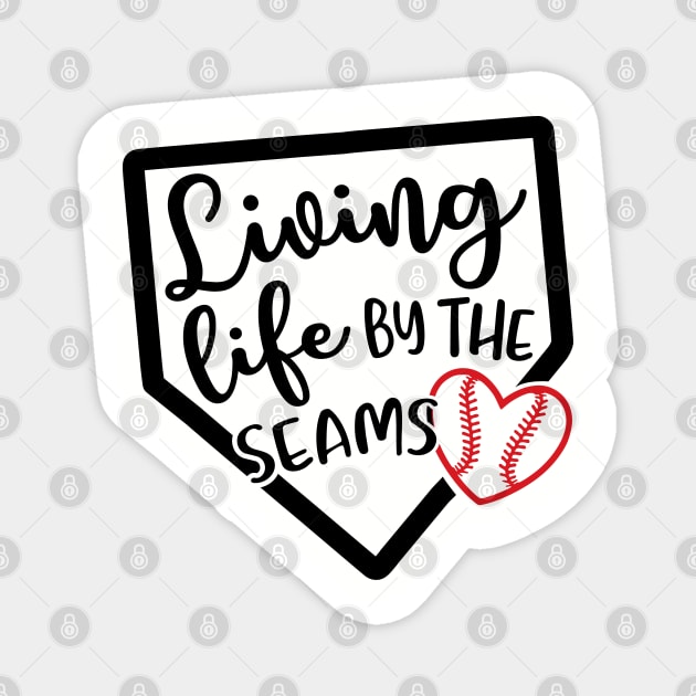 Living Life By The Seams Baseball Softball Magnet by GlimmerDesigns