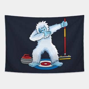 Bigfoot Dabbing Yeti curling ice sports curler curling Tapestry