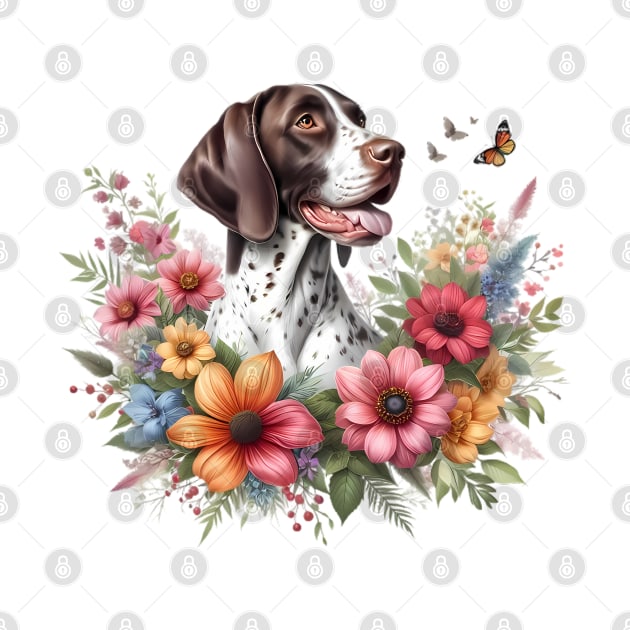 A pointer dog decorated with beautiful colorful flowers. by CreativeSparkzz