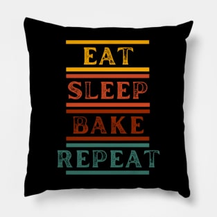 Eat Sleep Bake Repeat Retro Vintage Funny Baking Pillow