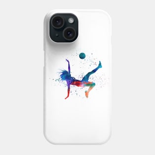 Woman footballer in watercolor Phone Case