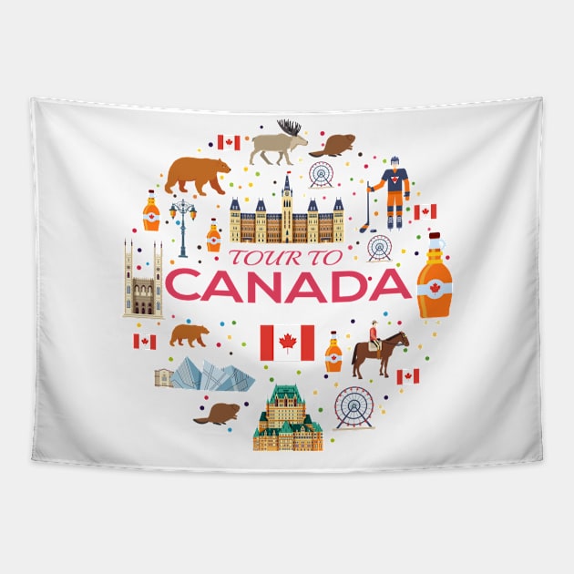 Tour To Canada Concept Tapestry by Mako Design 