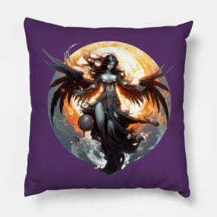 Dark Angel Embracing Flames Pillow