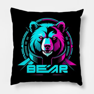 Bear Icon Cyberpunk Pillow