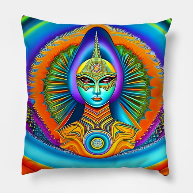 Dosed in the Machine (27) - Trippy Psychedelic Art Pillow by TheThirdEye