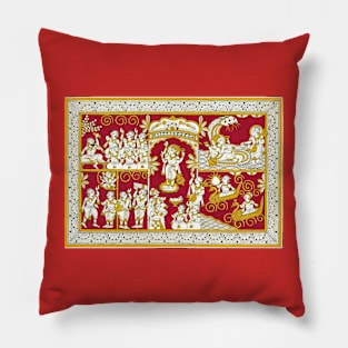 Rajasthani art, phad painitng, Indian folk art Pillow