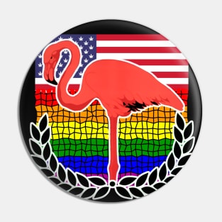 American LGBT Flamingo Pin