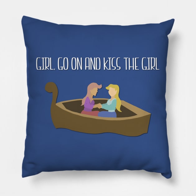 Girl, Kiss the Girl Pillow by T-Shirts by Elyn FW