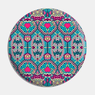 Colorful Oriental Rug Mandala Boho Pattern Pin