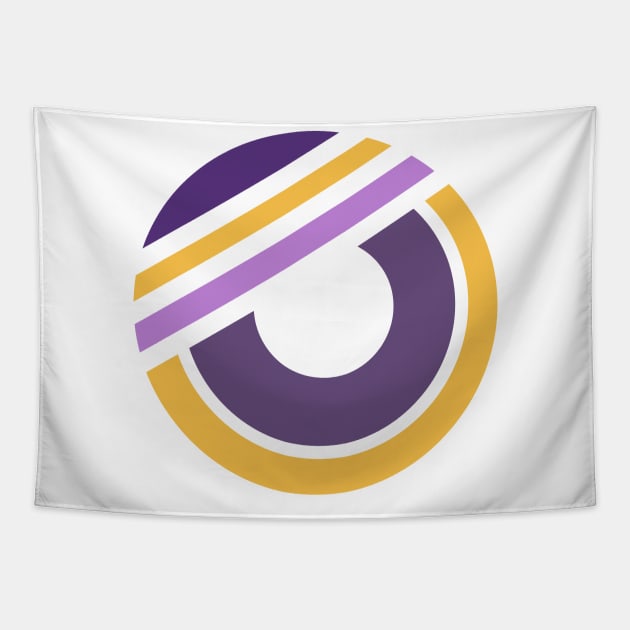 Geometric purple yellow circle skater Tapestry by carolsalazar