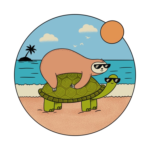 Sloth and turtle beach by coffeeman