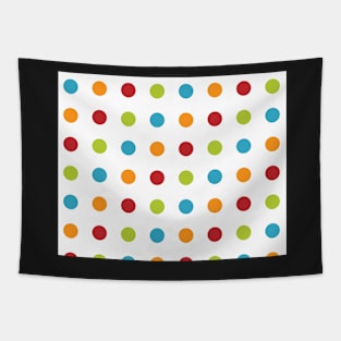 Feeling Cute Polka Dots Background Summer Vacation Pink Yellow Teal Social Distancing FaceMask Tapestry