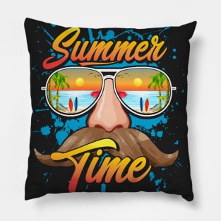 summertime funny sunglasses mustash vintage Pillow